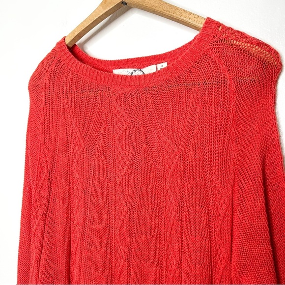 Anthropologie Rosie‎ Neim Salmon Red Knit Sweater Tunic Medium M - Picture 3 of 10